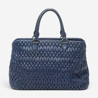 Miu Miu Square Crystal Blue Nappa Matelasse Leather Tote Bag ABC9449