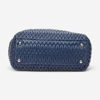 Miu Miu Square Crystal Blue Nappa Matelasse Leather Tote Bag ABC9449