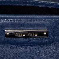 Miu Miu Square Crystal Blue Nappa Matelasse Leather Tote Bag ABC9449