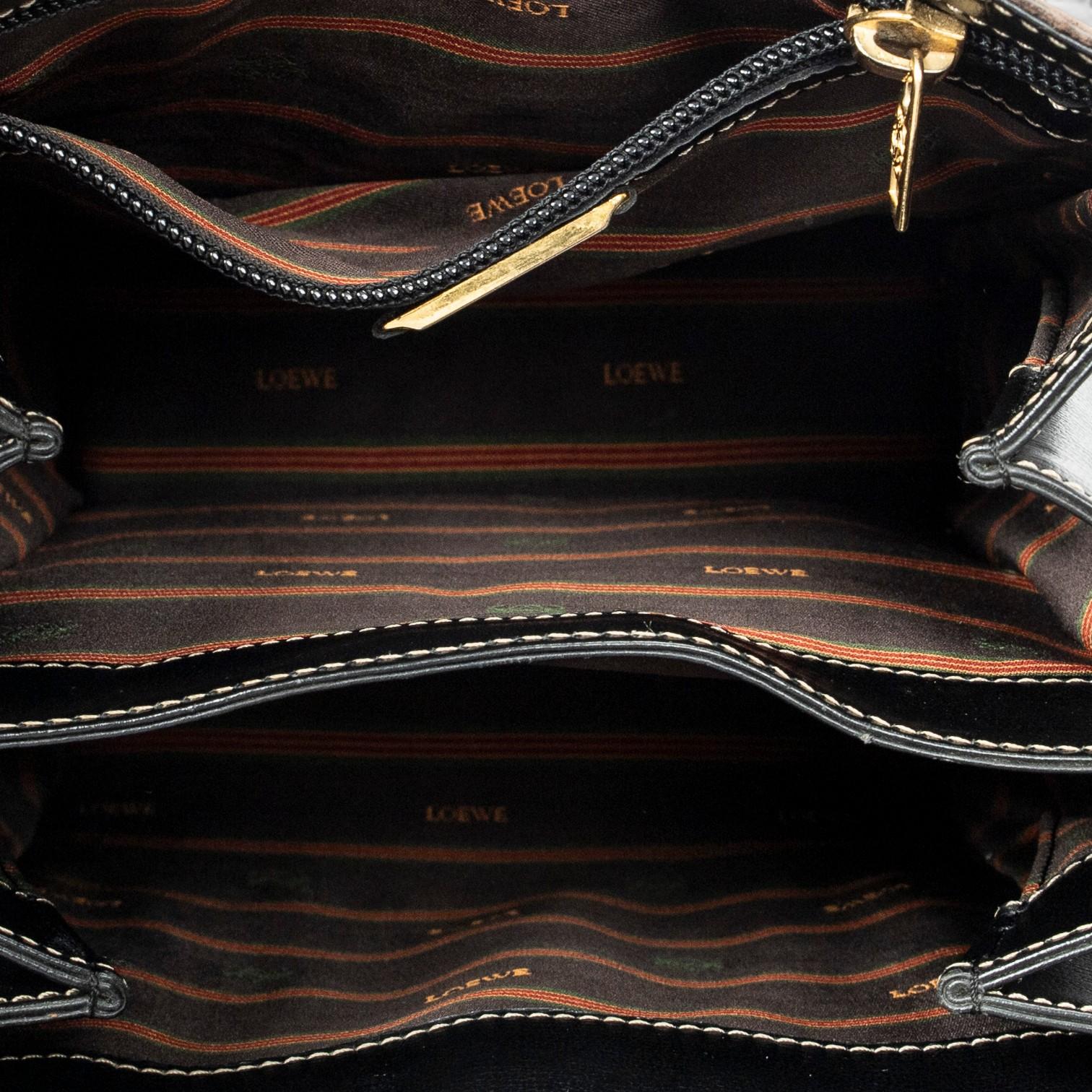 Loewe Velazquez Bucket Brown/Black Calfskin Leather Shoulder Bag ABC9555