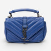 Yves Saint Laurent College Blue Chevron Calfskin Leather Crossbody Bag ABC9859
