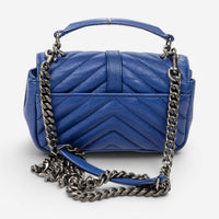Yves Saint Laurent College Blue Chevron Calfskin Leather Crossbody Bag ABC9859