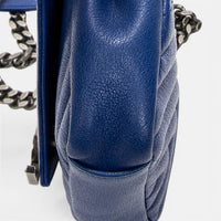Yves Saint Laurent College Blue Chevron Calfskin Leather Crossbody Bag ABC9859