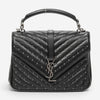 Yves Saint Laurent College Medium Black Chevron Leather Shoulder Bag ABD0089