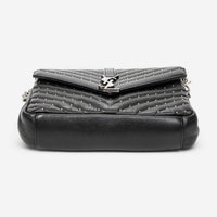 Yves Saint Laurent College Medium Black Chevron Leather Shoulder Bag ABD0089