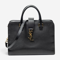 Yves Saint Laurent Black Calf Leather Monogram Cabas ABD0749