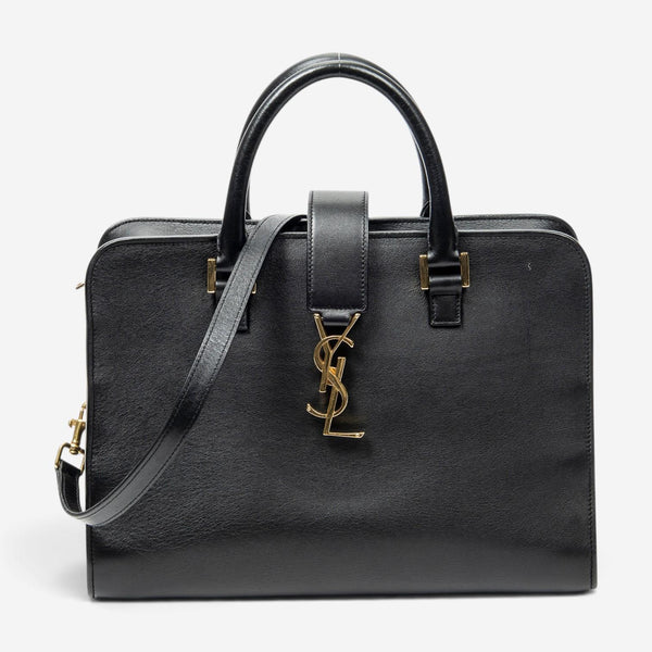 Yves Saint Laurent Black Calf Leather Monogram Cabas ABD0749