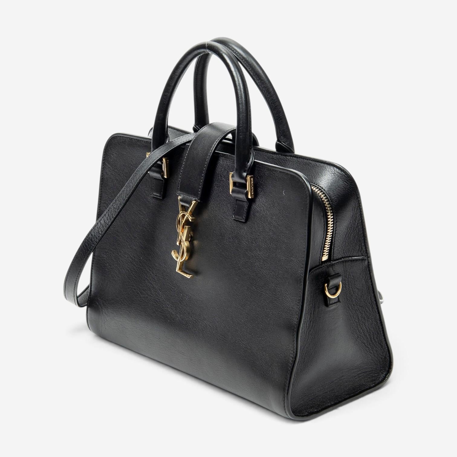 Yves Saint Laurent Black Calf Leather Monogram Cabas ABD0749