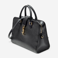 Yves Saint Laurent Black Calf Leather Monogram Cabas ABD0749