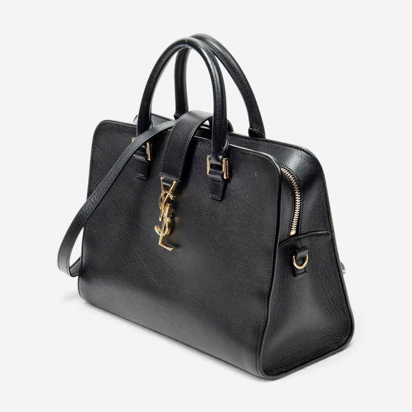 Yves Saint Laurent Black Calf Leather Monogram Cabas ABD0749