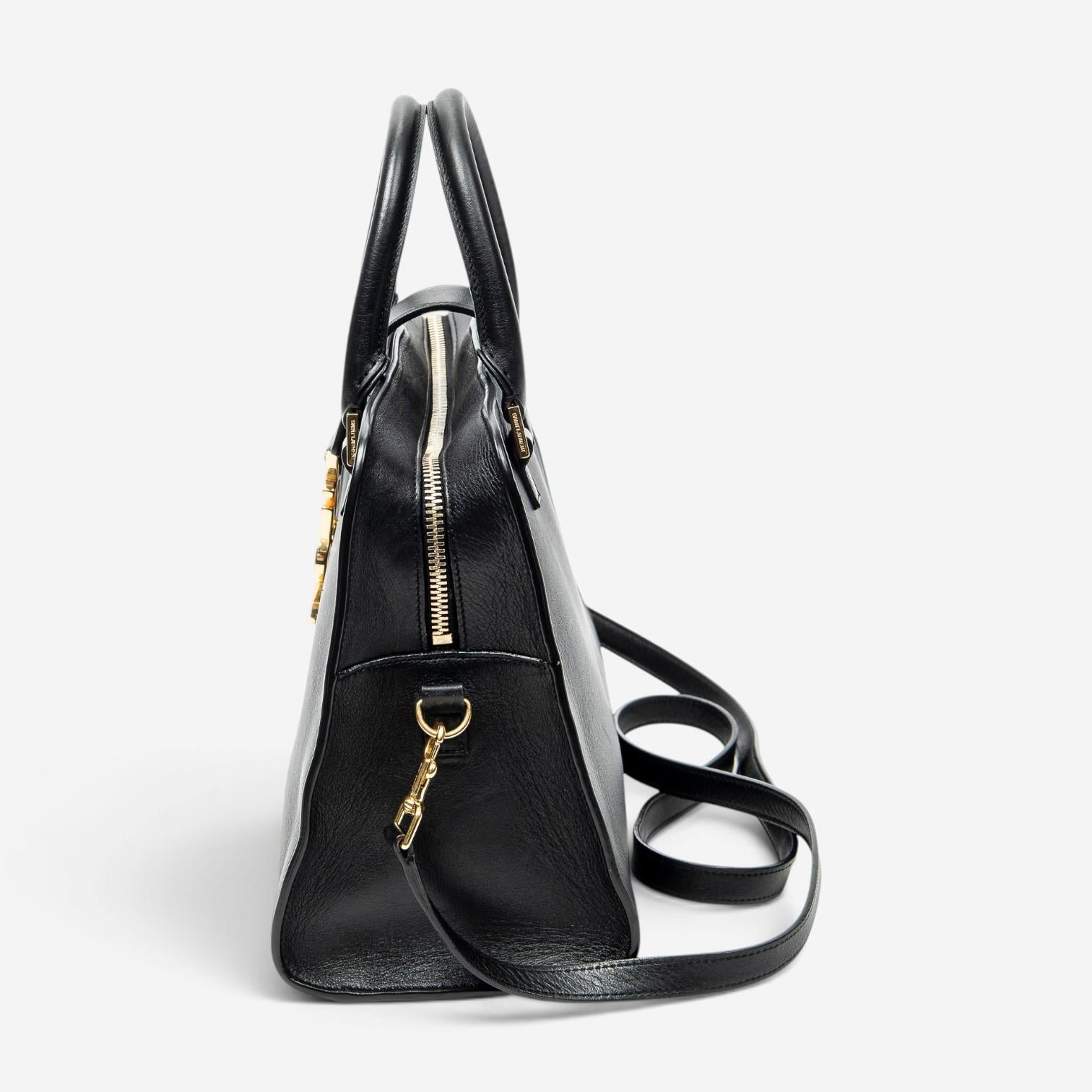 Yves Saint Laurent Black Calf Leather Monogram Cabas ABD0749