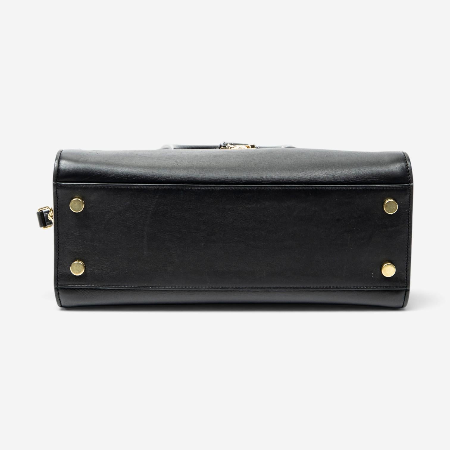 Yves Saint Laurent Black Calf Leather Monogram Cabas ABD0749