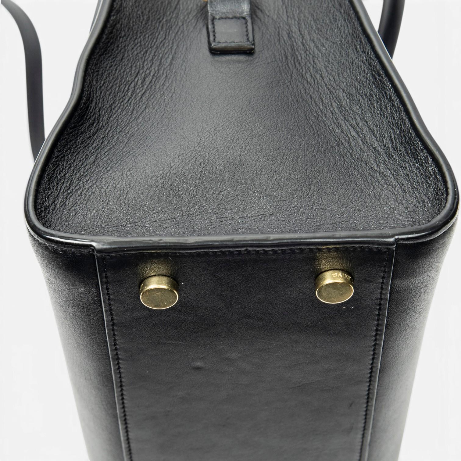 Yves Saint Laurent Black Calf Leather Monogram Cabas ABD0749