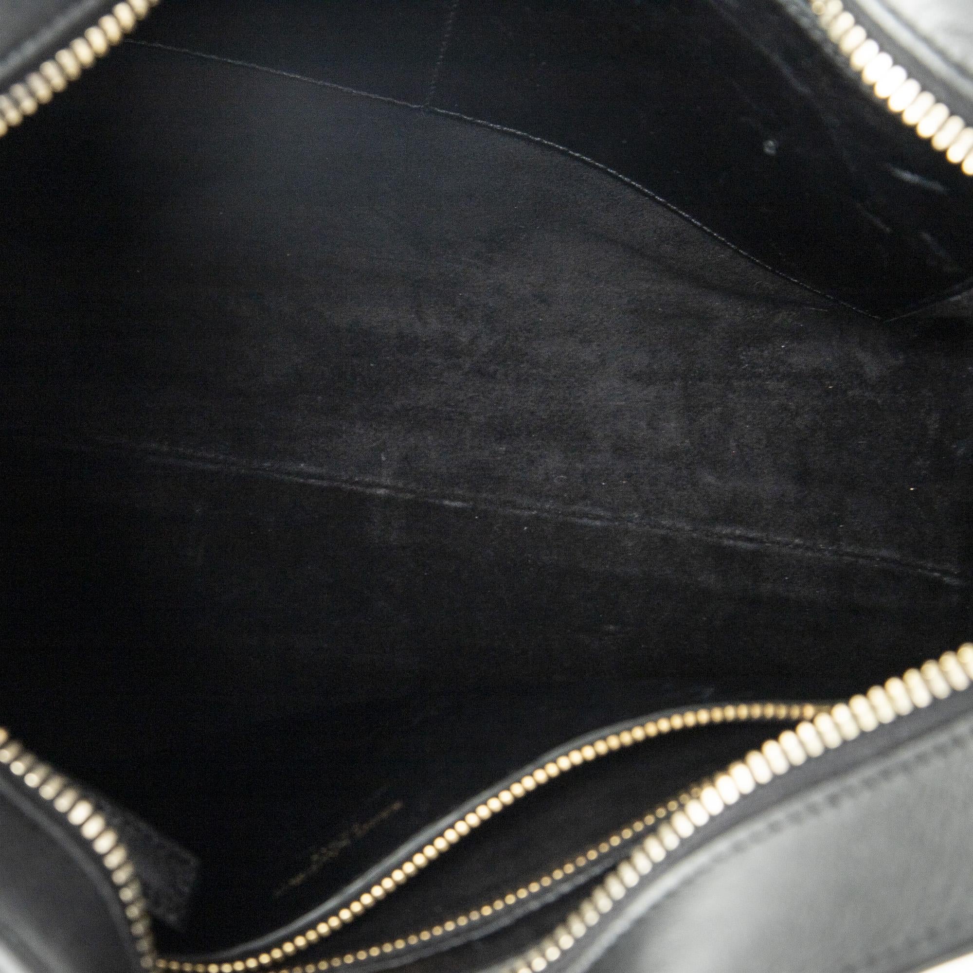 Yves Saint Laurent Black Calf Leather Monogram Cabas ABD0749