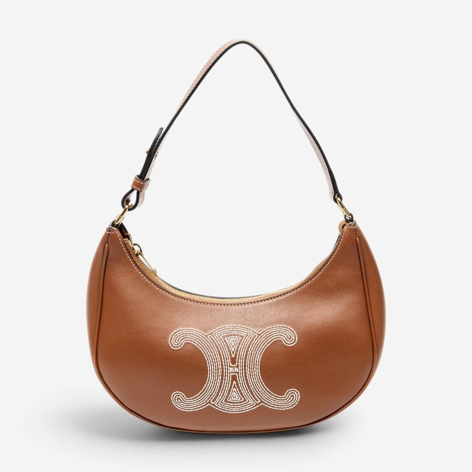 Celine Ava Brown Calf Leather Hobo Bag ABD2978