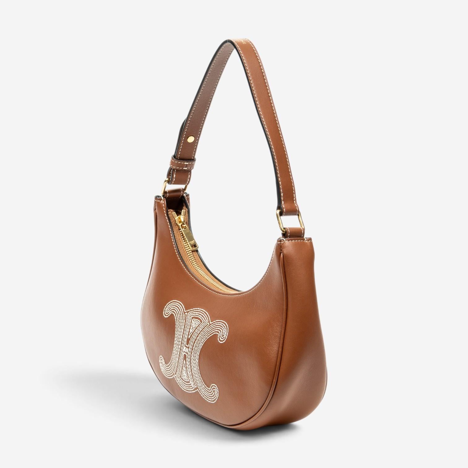 Celine Ava Brown Calf Leather Hobo Bag ABD2978