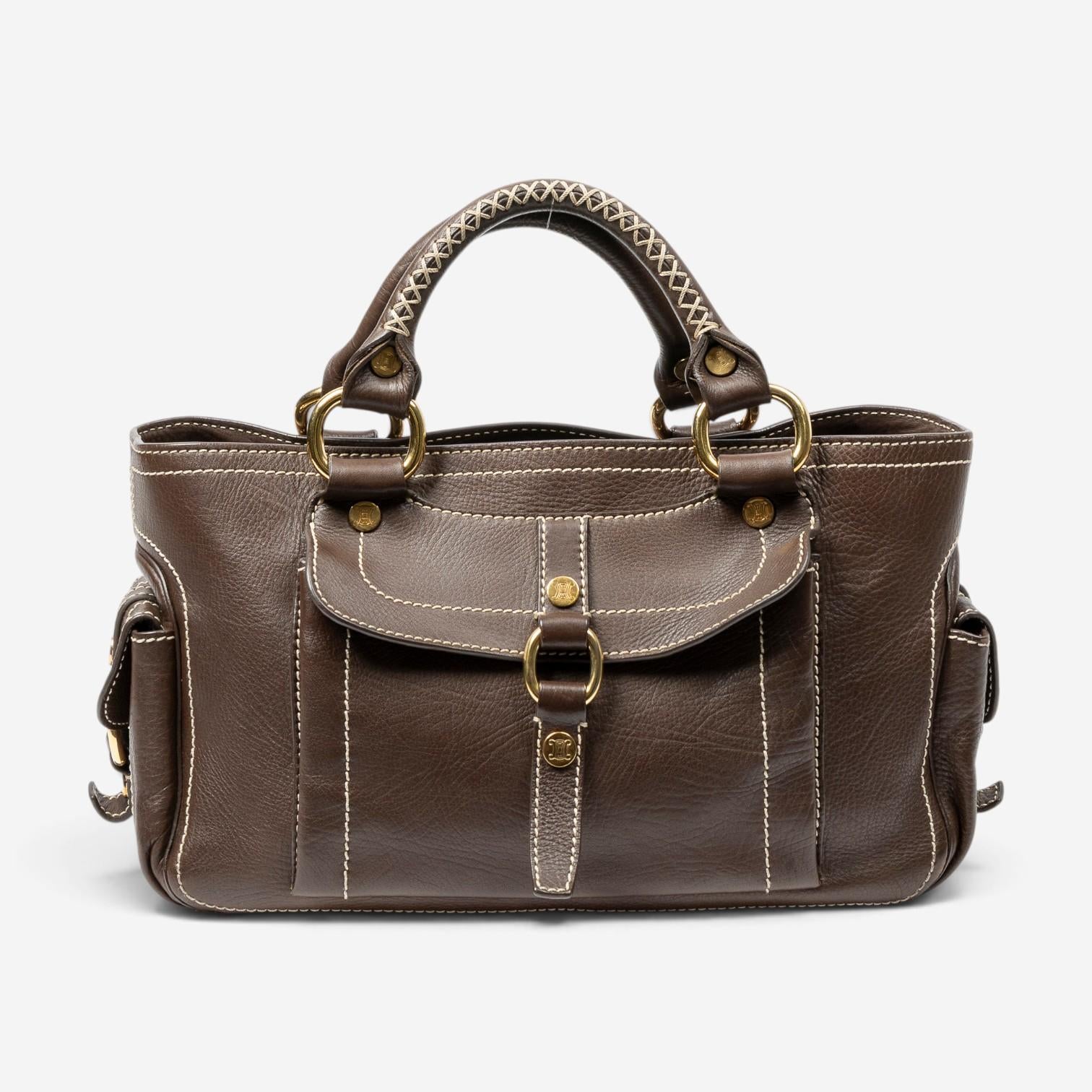 Celine Boogie Brown Calf Leather Top Handle ABD3930