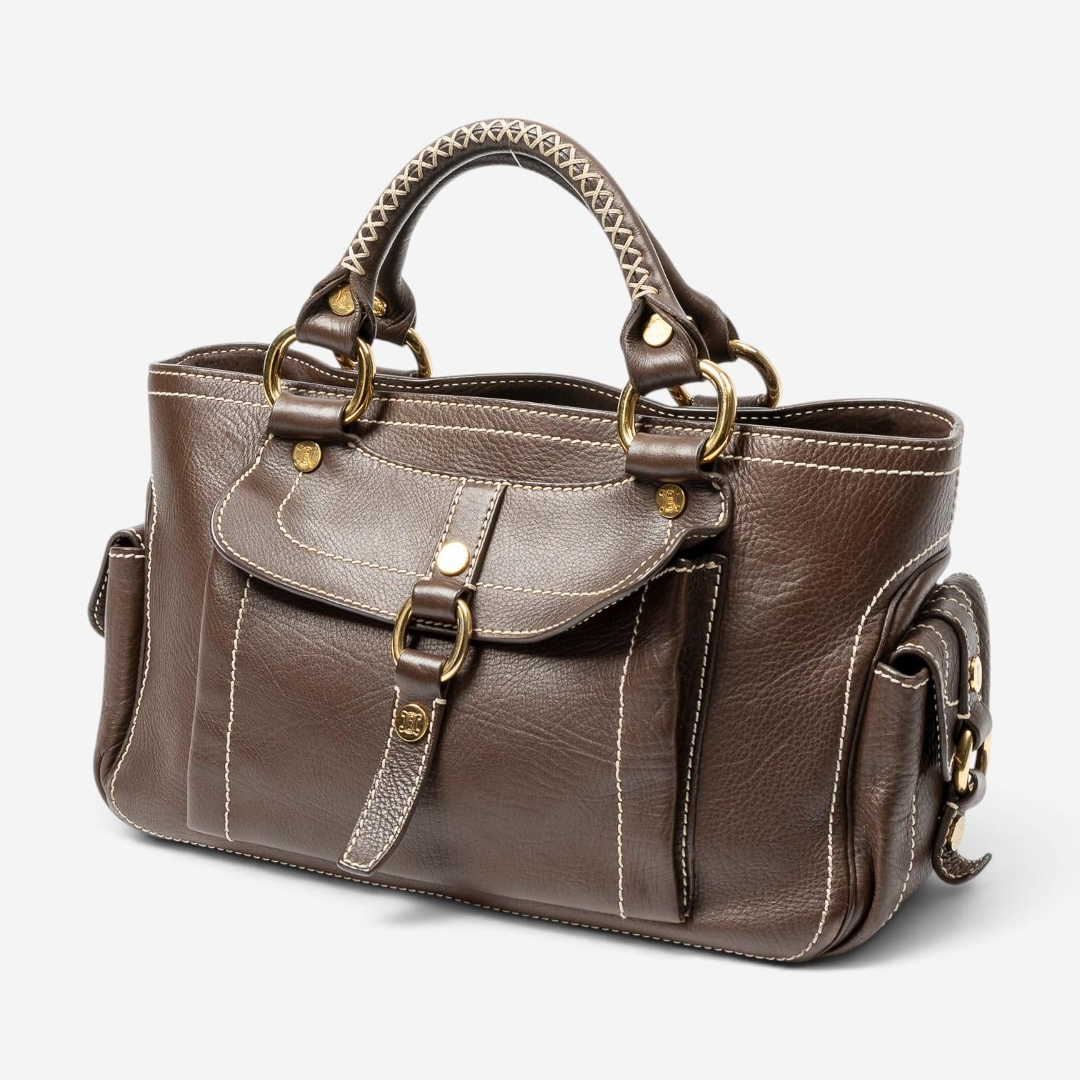 Celine Boogie Brown Calf Leather Top Handle ABD3930