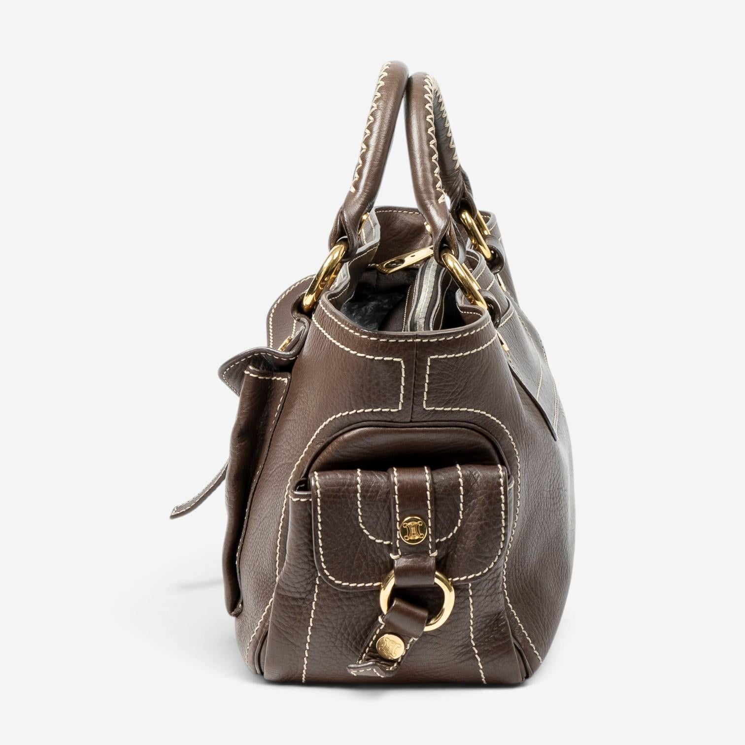 Celine Boogie Brown Calf Leather Top Handle ABD3930