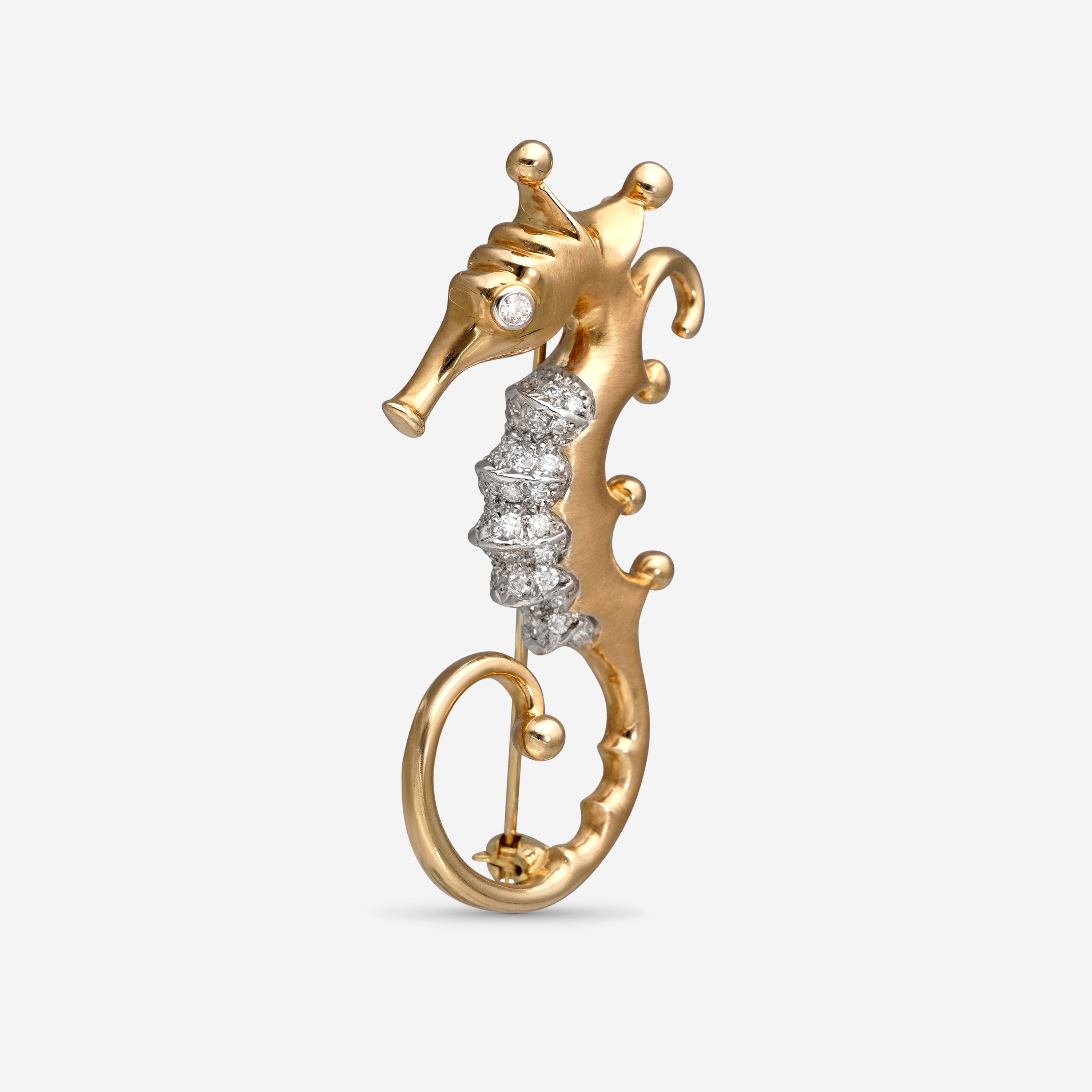 Assael Angela Cummings 18K Yellow Gold and Platinum, Diamond 0.54ct. tw. Seahorse Statement Brooch ACP0046 - THE SOLIST
