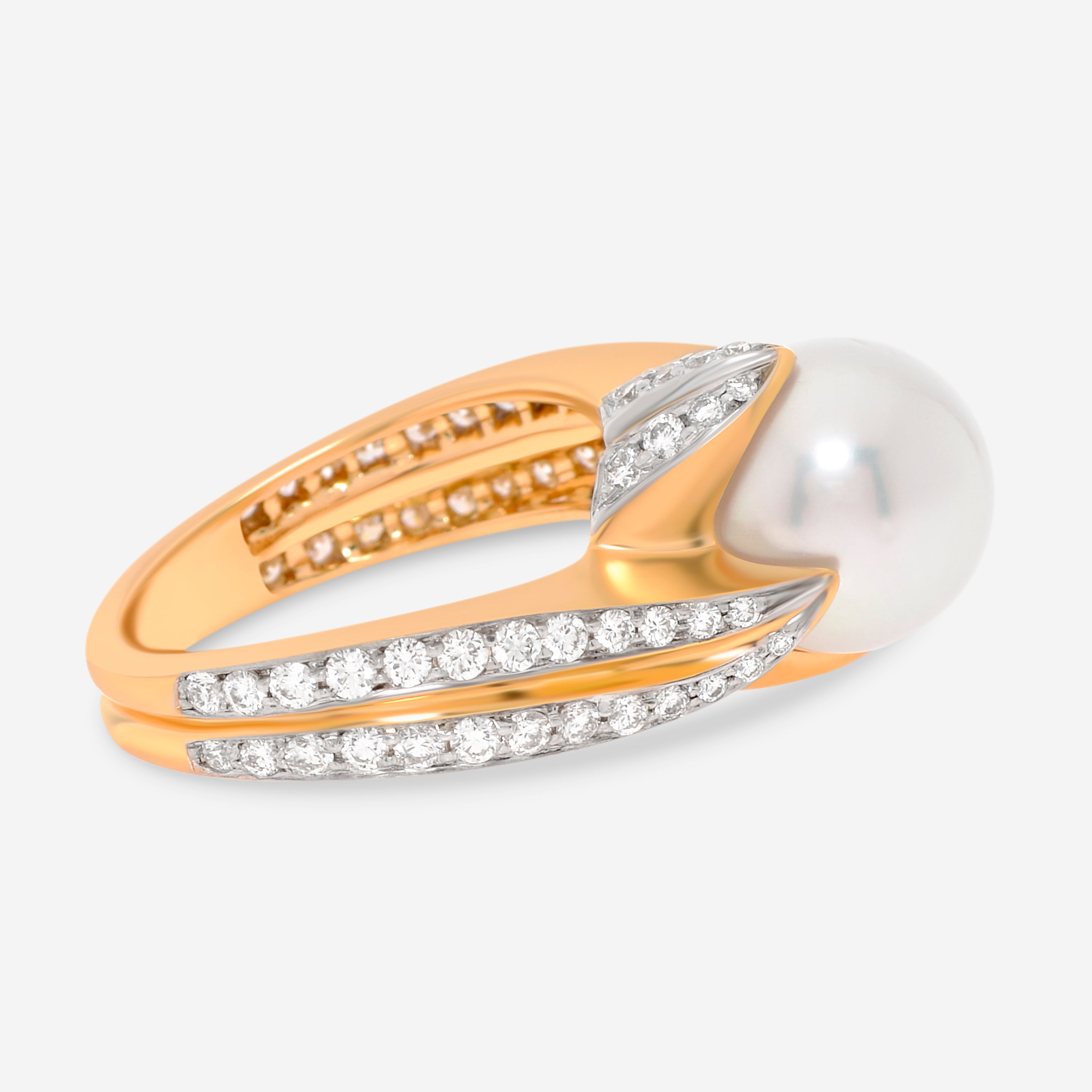 Assael Angela Cummings 18K Yellow Gold, South Sea Cultured Pearl and Diamond 0.89ct. tw. Band Ring Sz. 6.5 ACR0004 - THE SOLIST