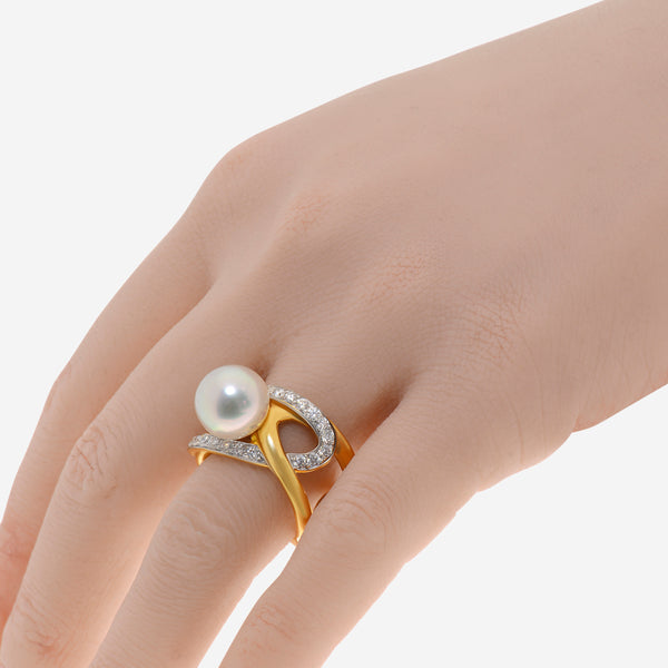 Assael Angela Cummings 18K Yellow Gold, South Sea Cultured Pearl and Diamond Statement Ring Sz. 7.25 ACR0032 - THE SOLIST