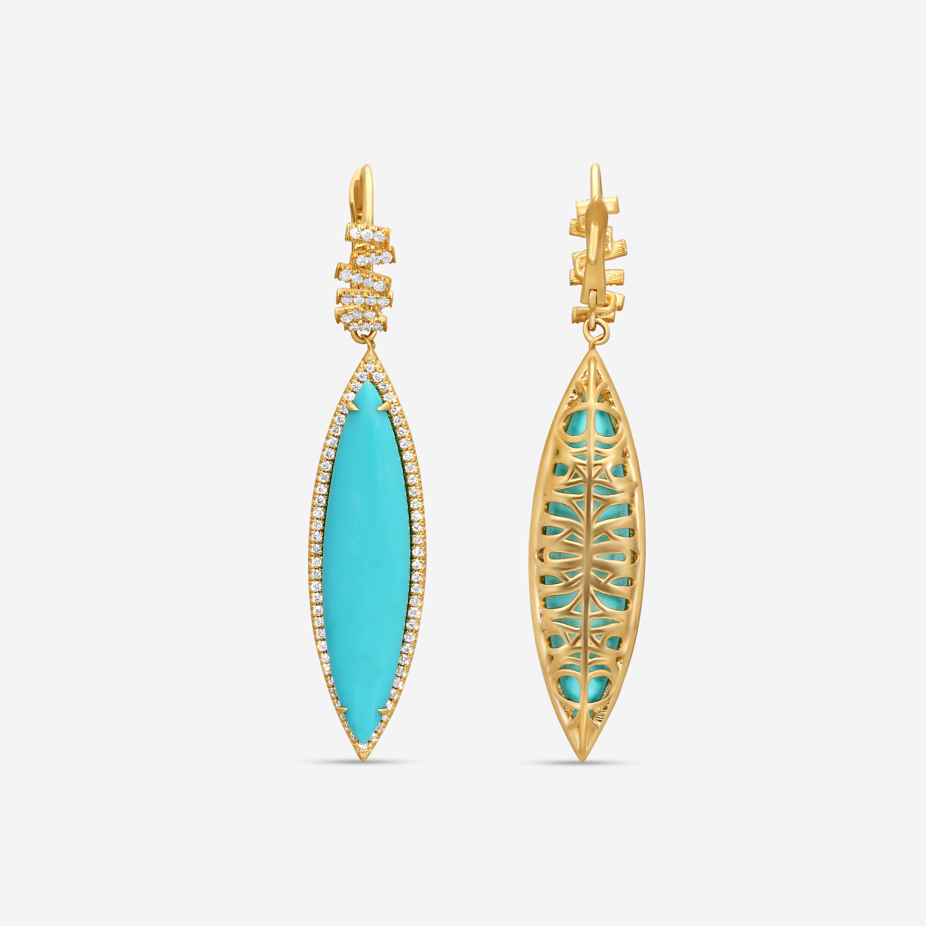 Suzanne Kalan 18K Yellow Gold Turquoise Drop Earrings AE157-YGTRQ