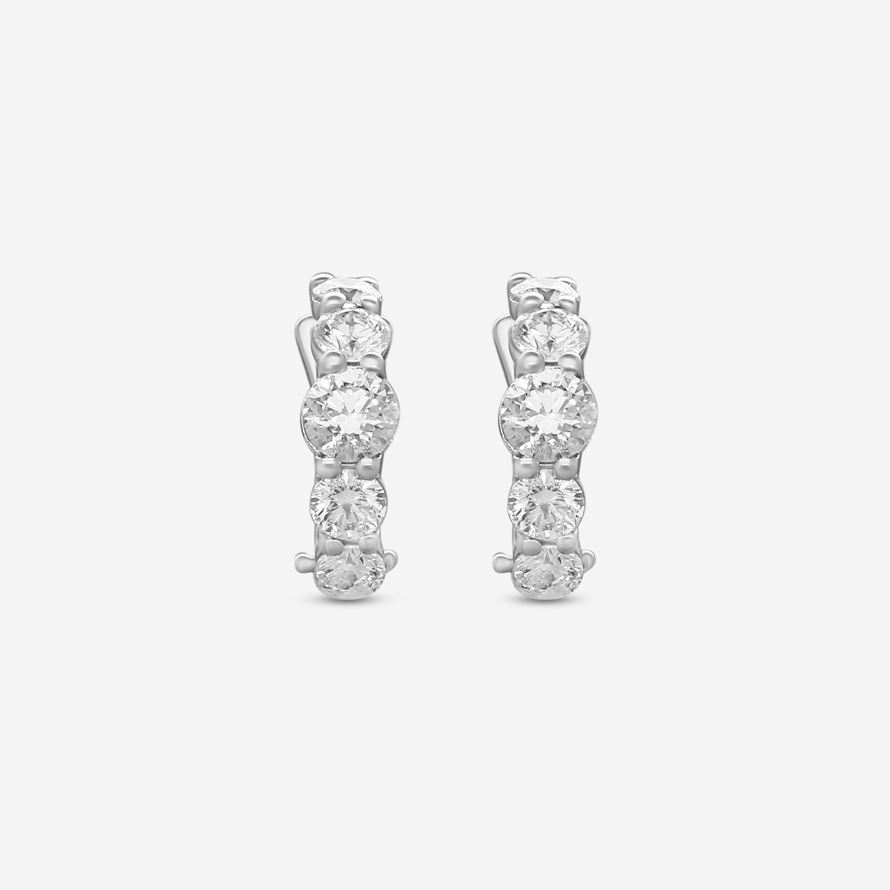 Ina Mar 18K White Gold 1.32 ctw. Round Diamond J Hoop Earrings AEG11006BE-WQJ1