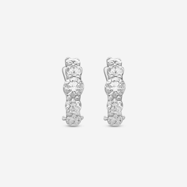 Ina Mar 18K White Gold 1.32 ctw. Round Diamond J Hoop Earrings AEG11006BE-WQJ1