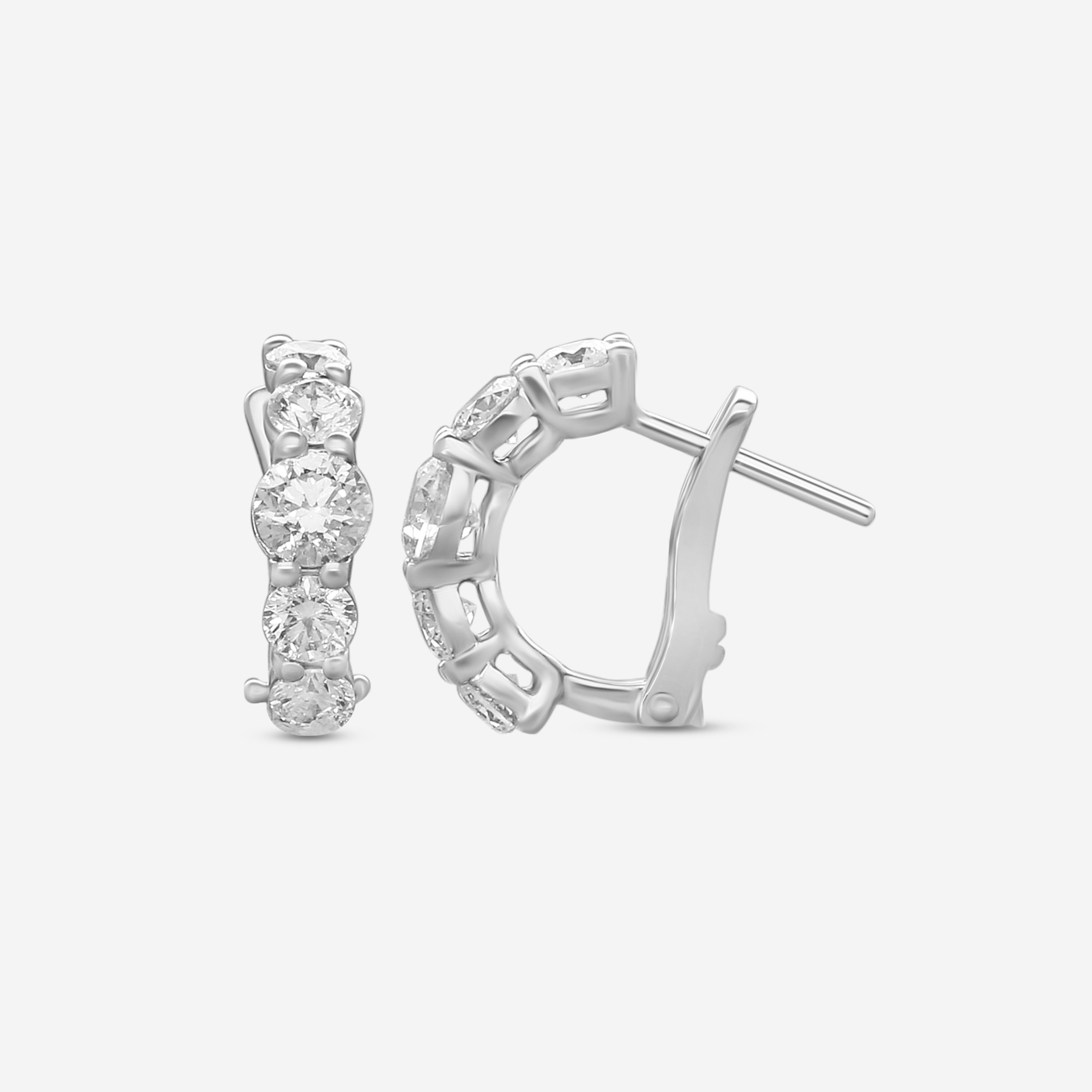 Ina Mar 18K White Gold 1.32 ctw. Round Diamond J Hoop Earrings AEG11006BE-WQJ1