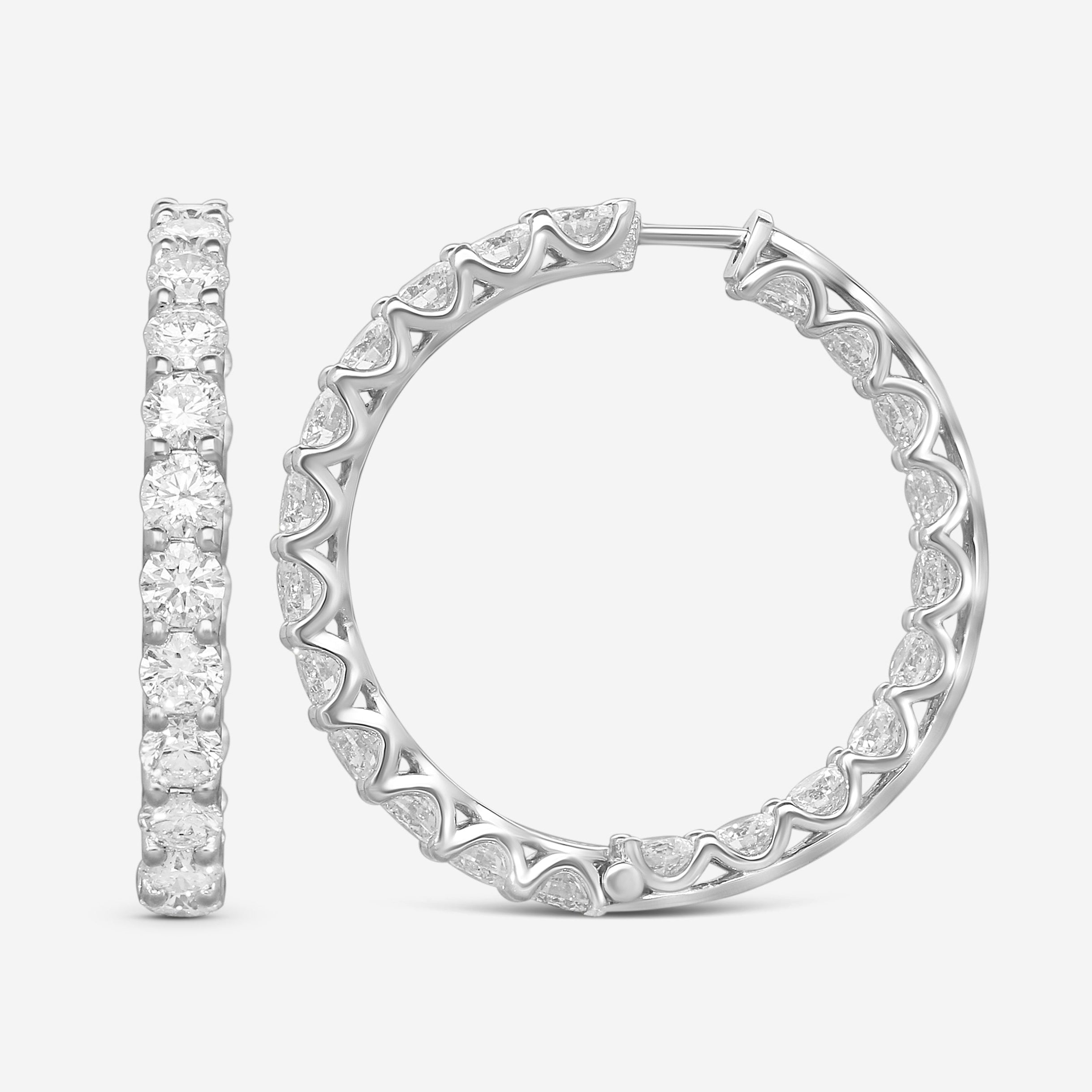 Ina Mar 18K White Gold 8.40 ctw. Round Diamond Hoop Earrings AEL11003HT-WQJ013