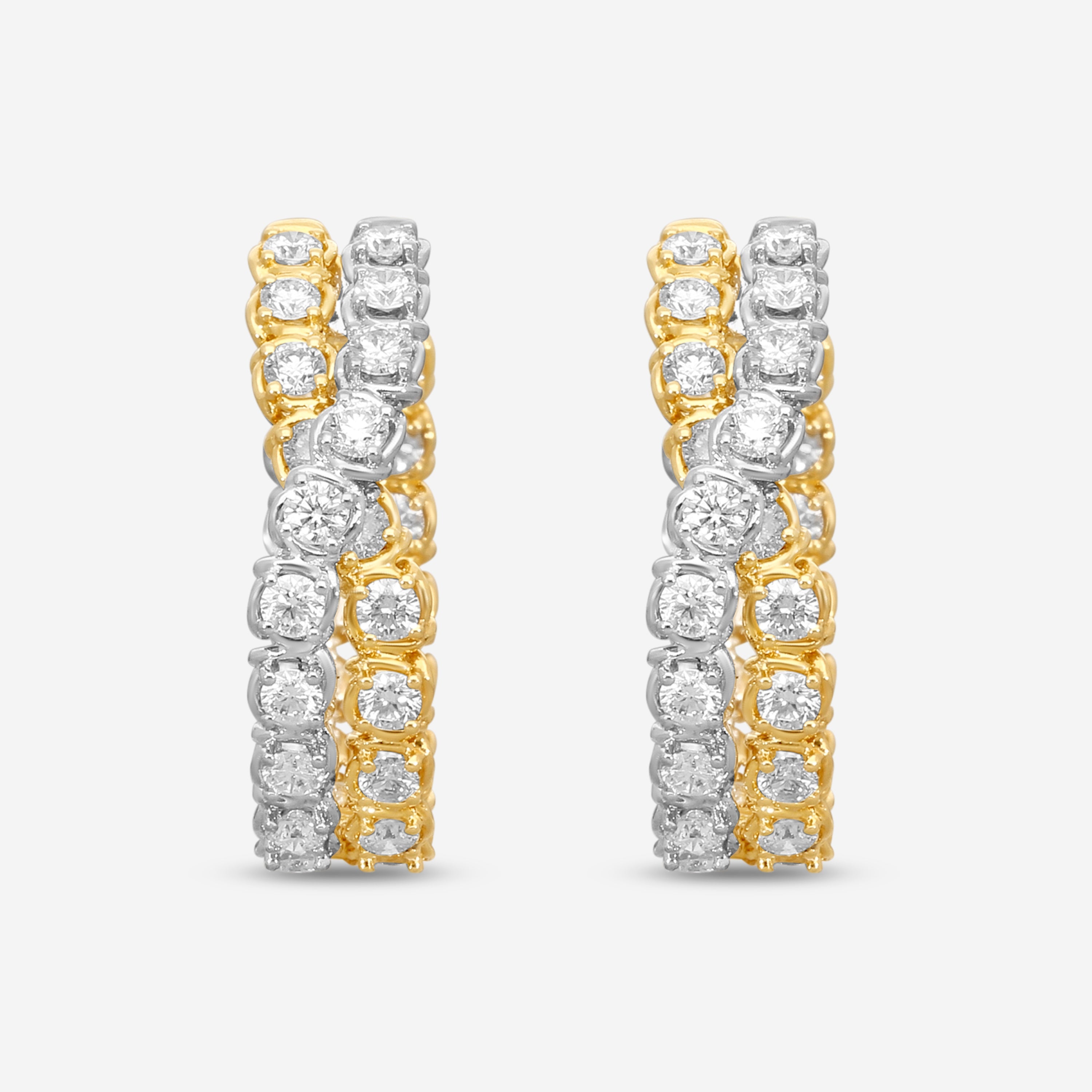 Ina Mar 18K Yellow & White Gold 3.74 ctw. Round Diamond Oval Hoop Earrings AEP31060DT-UQJ00