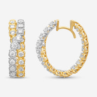 Ina Mar 18K Yellow & White Gold 3.74 ctw. Round Diamond Oval Hoop Earrings AEP31060DT-UQJ00