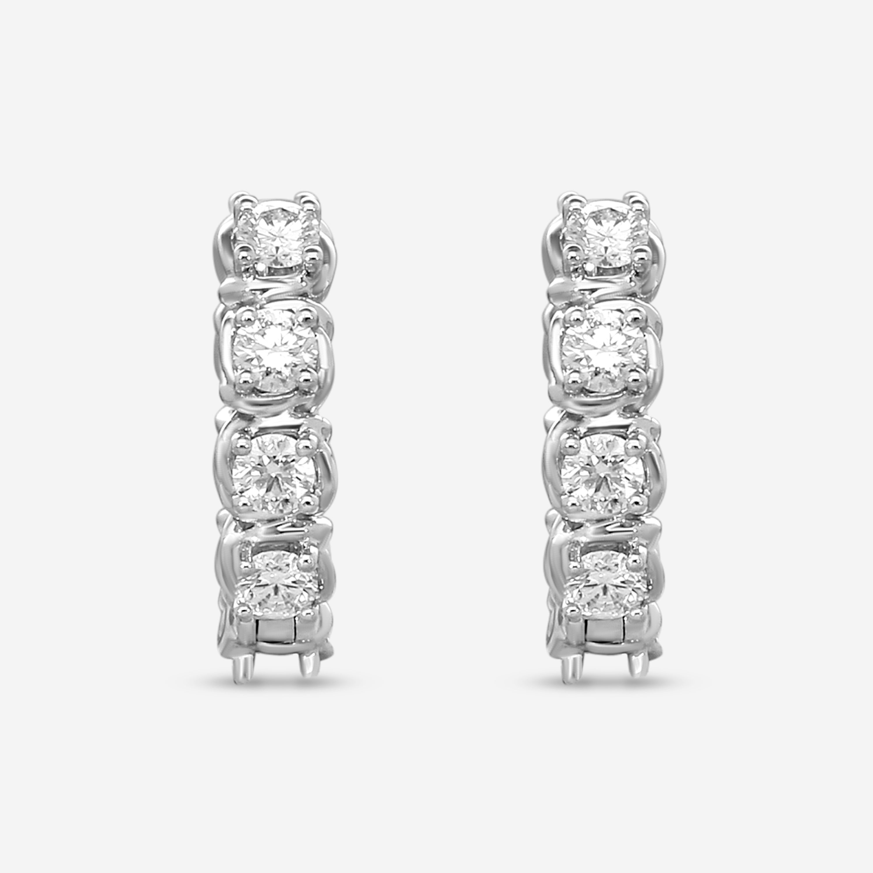 Ina Mar 18K White Gold 1.10 ctw. Round Diamond Huggie Earrings AEP31062BI-WQJ00