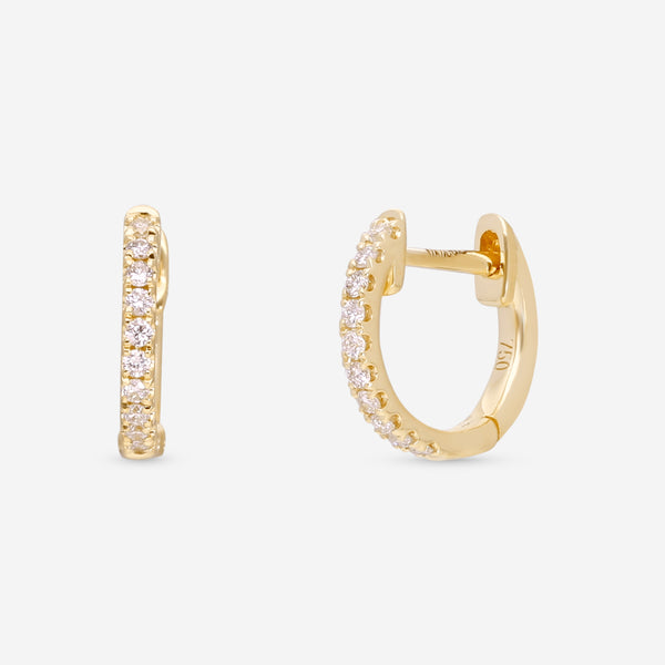 Ina Mar 18K Yellow Gold Diamond Round Hoop Earrings AER-18165-Y