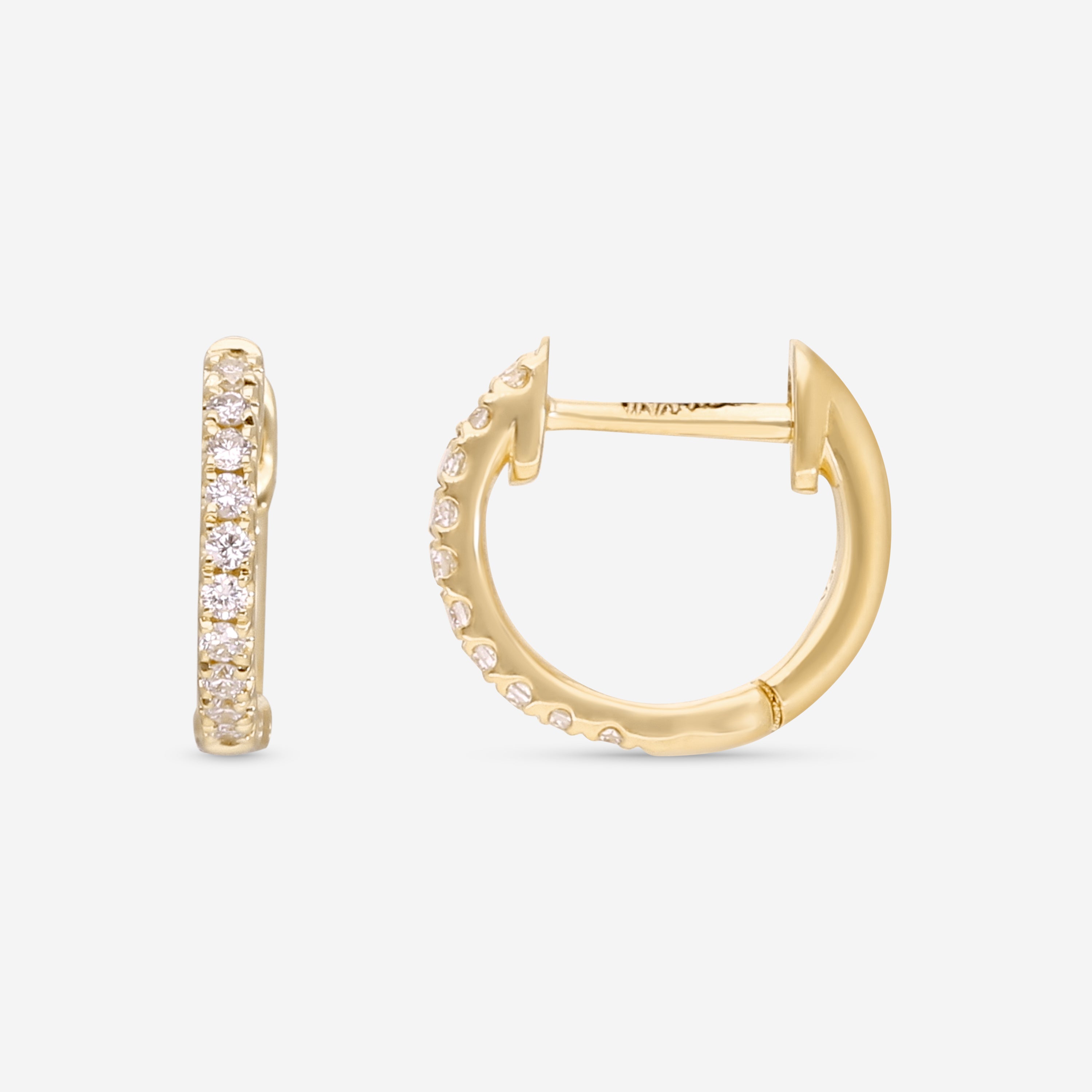 Ina Mar 18K Yellow Gold Diamond 0.10ct.twd. Round Hoop Earrings AER-18165-Y