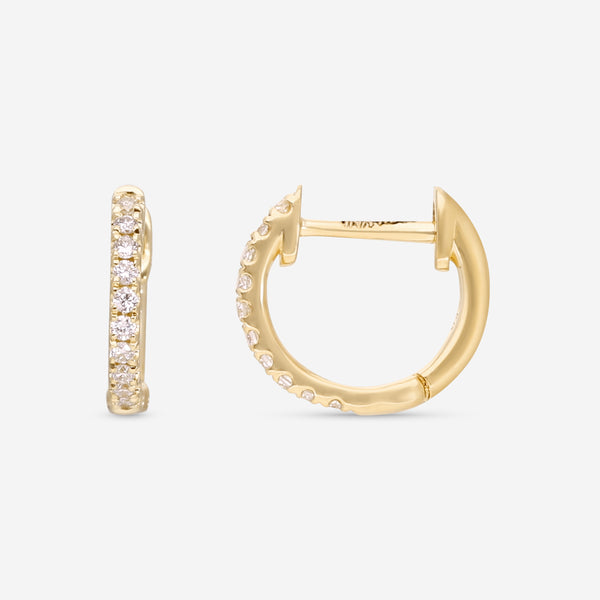 Ina Mar 18K Yellow Gold Diamond Round Hoop Earrings AER-18165-Y