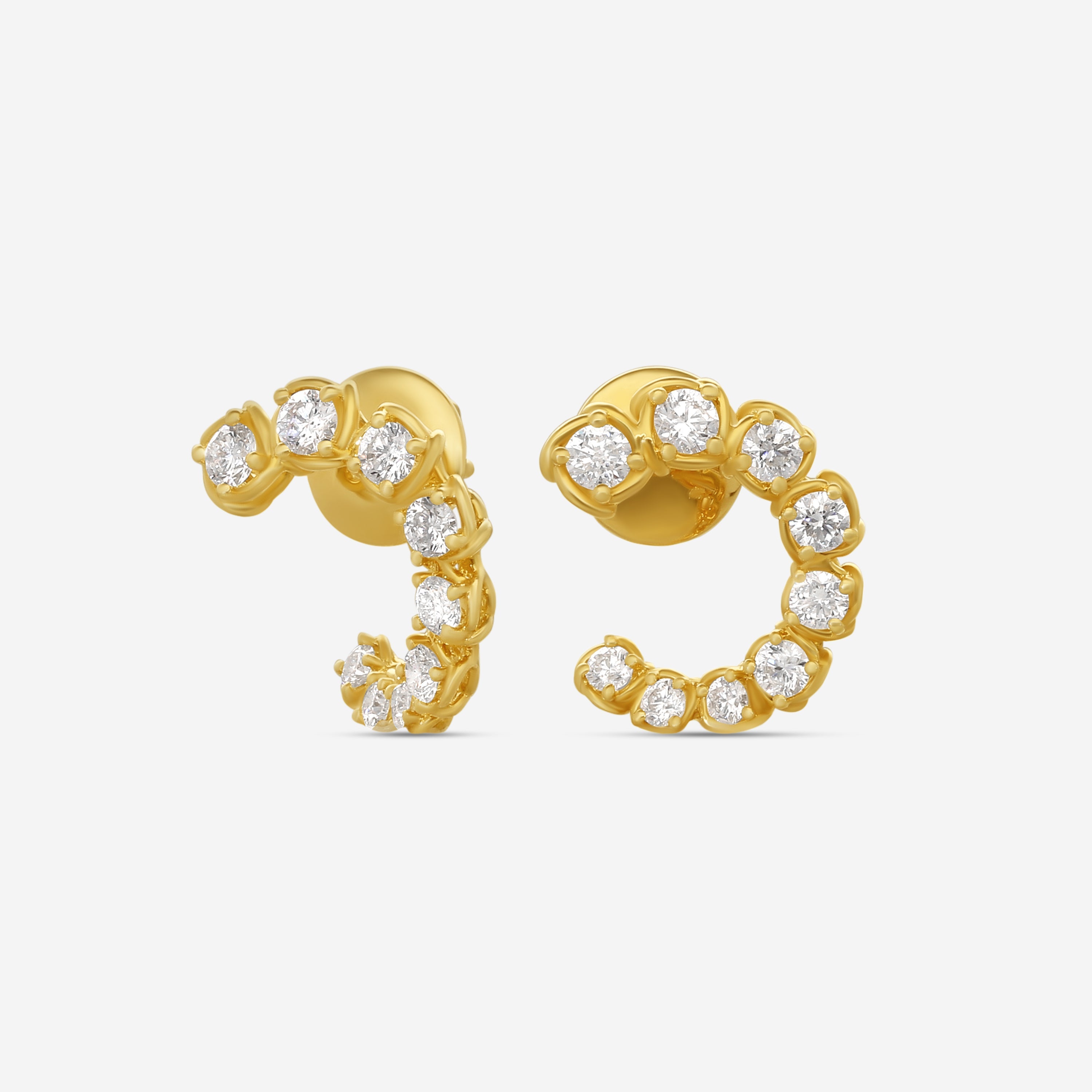 Ina Mar 18K Yellow Gold 1.24 ctw. Round Diamond J Hoop Earrings AER11087BE-YQJ00
