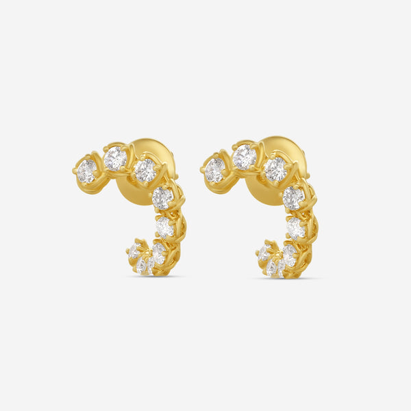 Ina Mar 18K Yellow Gold 1.24 ctw. Round Diamond J Hoop Earrings AER11087BE-YQJ00