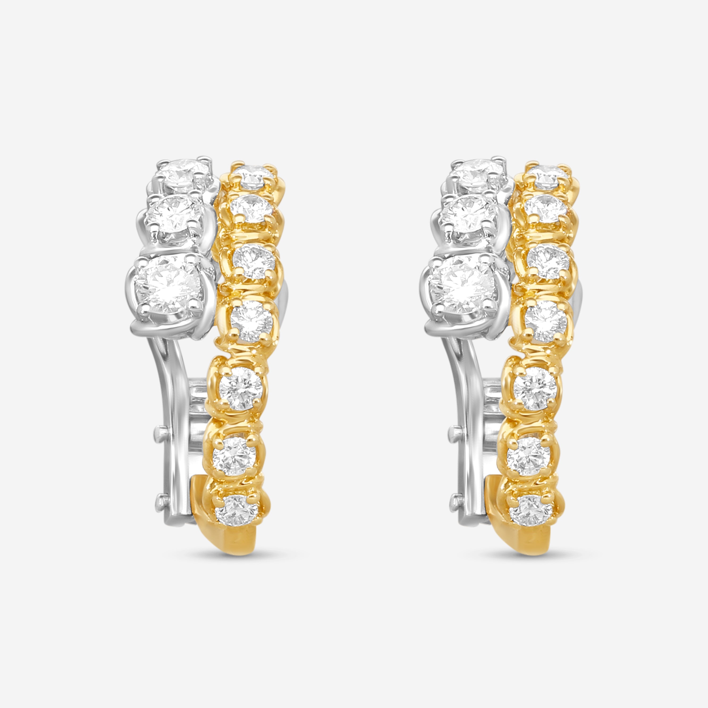 Ina Mar 18K Yellow Gold and White Gold 1.13 ctw. Round Diamond Hoop Earrings AER40188AT-UQJ00