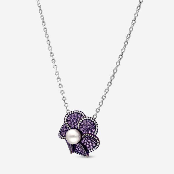 Assael 18K White Gold and Titanium Diamond 0.52ct. tw. and Japanese Akoya Cultured Pearl Pendant Necklace AFP0002 - THE SOLIST