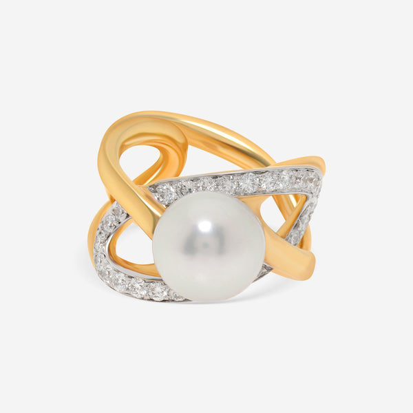 Assael Angela Cummings 18K Yellow Gold, South Sea Cultured Pearl and Diamond Statement Ring Sz. 7.25 ACR0032