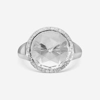Suzanne Kalan 18K White Gold Diamond & White Topaz Ring Sz. 6.5 AKR539-WGWT