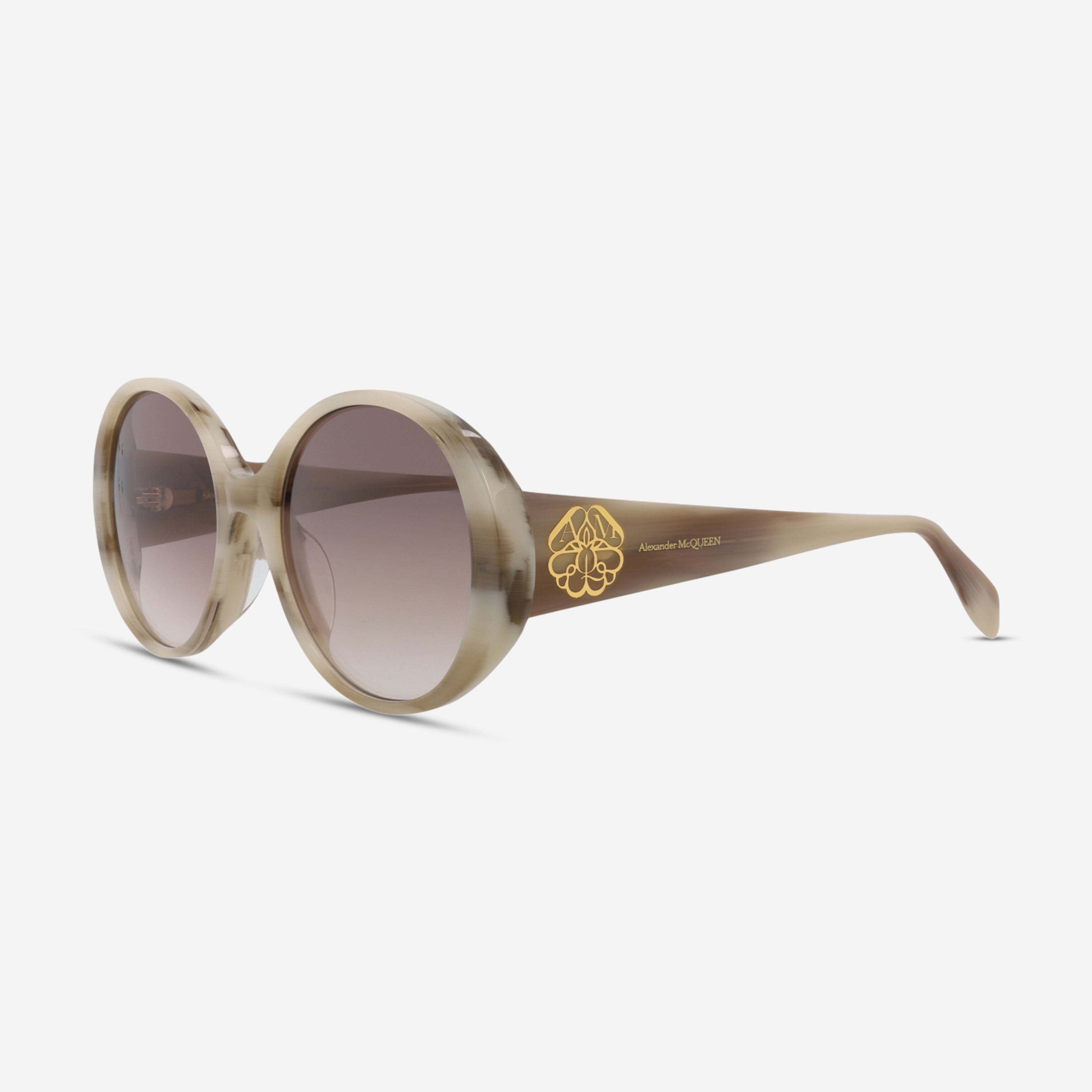 Alexander Mcqueen Iconic Round Acetate Ladies Sunglasses AM0285S-30009390004