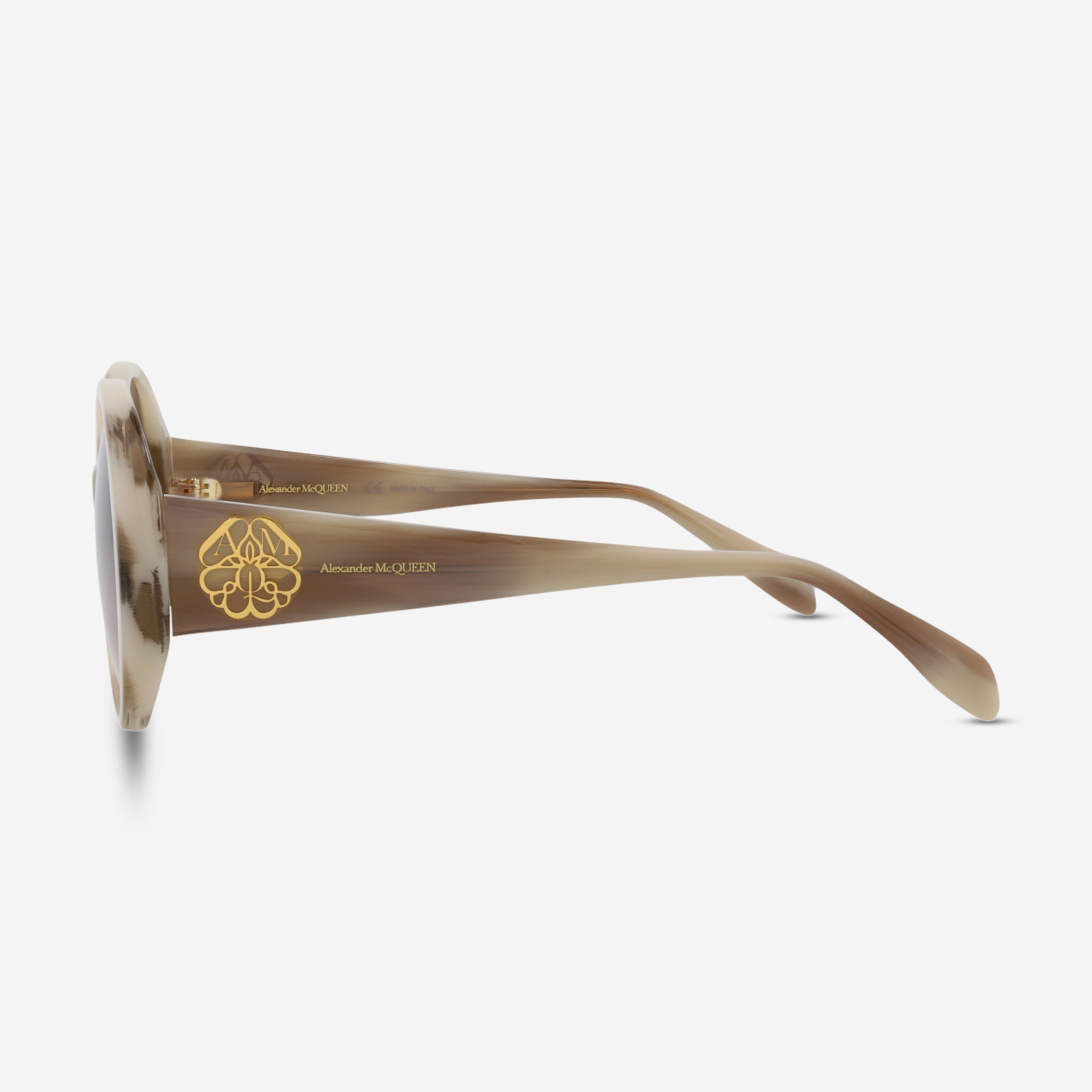 Alexander Mcqueen Iconic Round Acetate Ladies Sunglasses AM0285S-30009390004