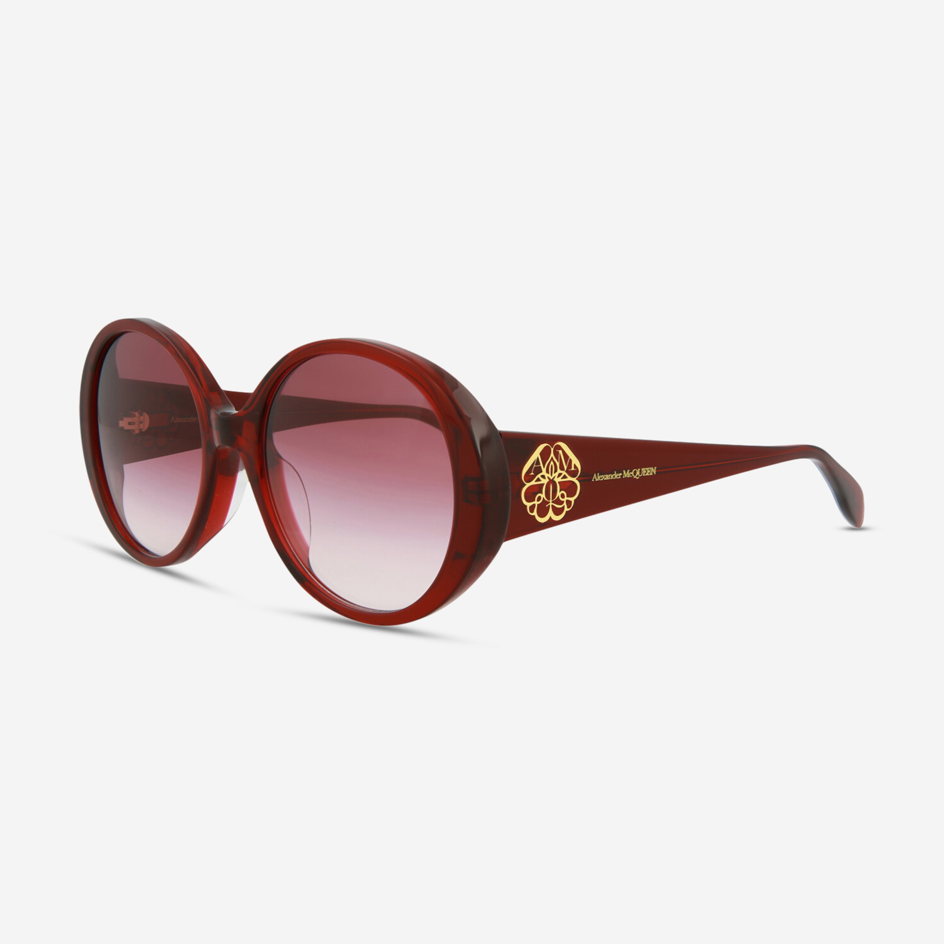 Alexander Mcqueen Iconic Round Acetate Ladies Sunglasses AM0285S-30009390005