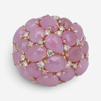 Giovanni Ferraris 18K Rose Gold Pink Sapphire & Diamond Cocktail Ring Sz. 7 AN16