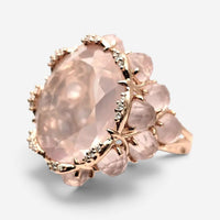 Giovanni Ferraris 18K Rose Gold Pink Quartz & Diamond Cocktail Ring Sz. 7.5 AN17
