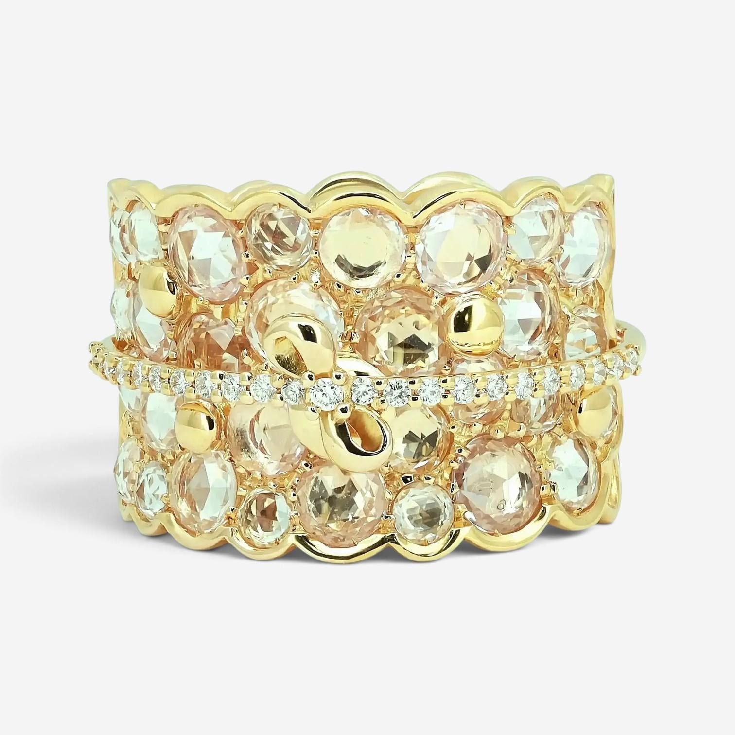 Giovanni Ferraris 18K Yellow Gold White Sapphire & Diamond Ring Sz. 7.25 AN1800B
