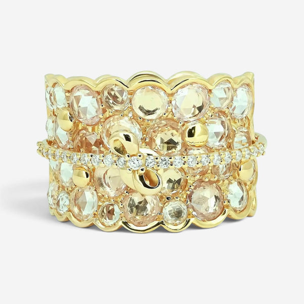 Giovanni Ferraris 18K Yellow Gold White Sapphire & Diamond Ring Sz. 7.25 AN1800B